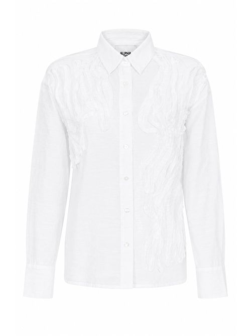 Camicia in cotone leggero con rouches Alpha Studio | AD-6443L2000
